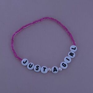 Pink Beaded 'Just A Girl' Bracelet